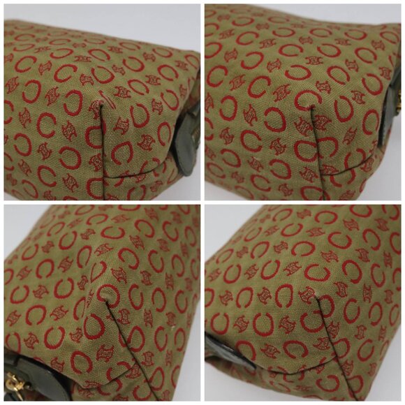 CELINE C Macadam Canvas Accessory Pouch Beige Red gold Auth hk2051 - Picture 12 of 13